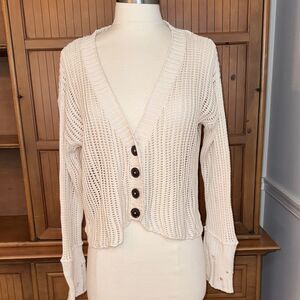 Urban Outfitters V-Neck Cardigan Sweater with Distressed Sleeves, Size Small